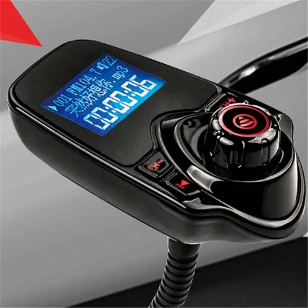 Black Bluetooth player with FM radio and microphone on a table