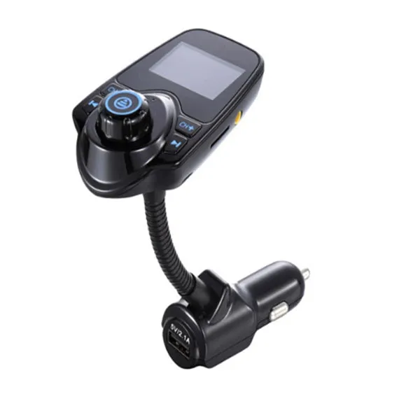 Black Bluetooth player with FM radio and microphone on a table