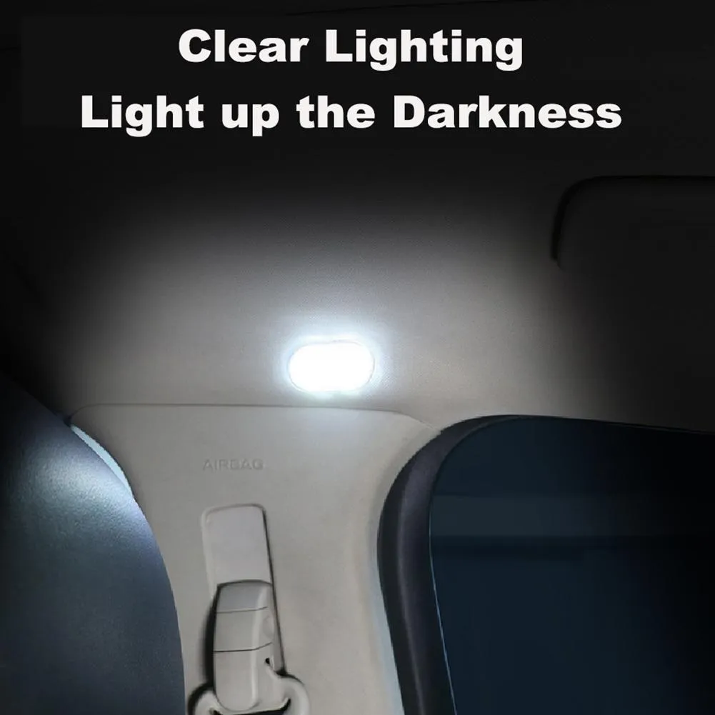 Touch-sensitive USB rechargeable car atmosphere lamp showing ice blue LED light with Velcro mount