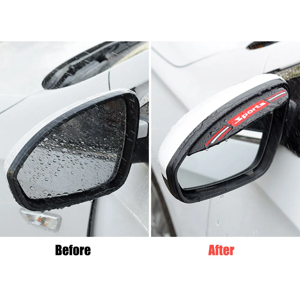 Pair of car rearview mirror rain shields in smiling face black on a vehicle side mirror