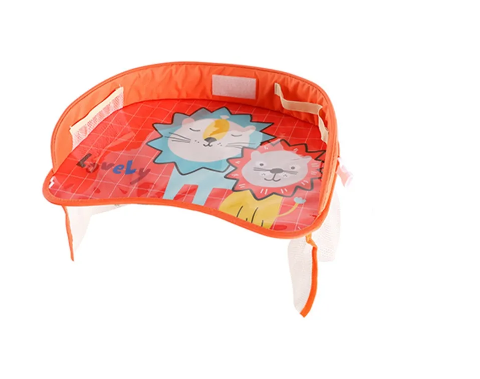 Baby car seat tray table made from Oxford and polyester in blue, size 42x32x8 cm