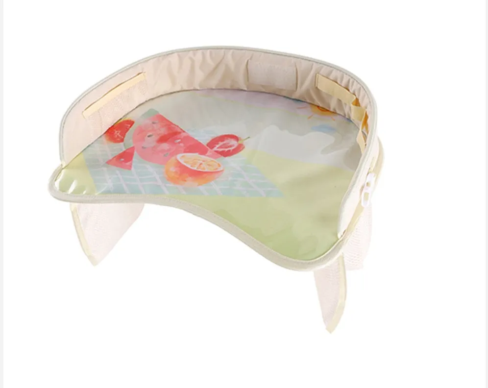 Baby car seat tray table made from Oxford and polyester in blue, size 42x32x8 cm