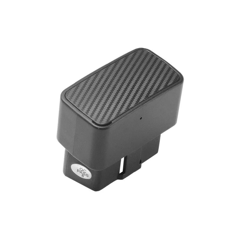 Black OBD GPS locator plug and play vehicle tracker with ABS casing and built-in antenna