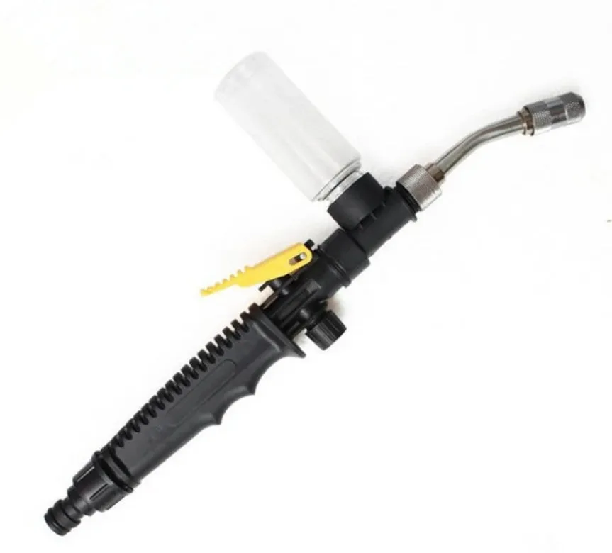 Adjustable high pressure car wash water gun in copper stainless steel and plastic, multi-length and colour options