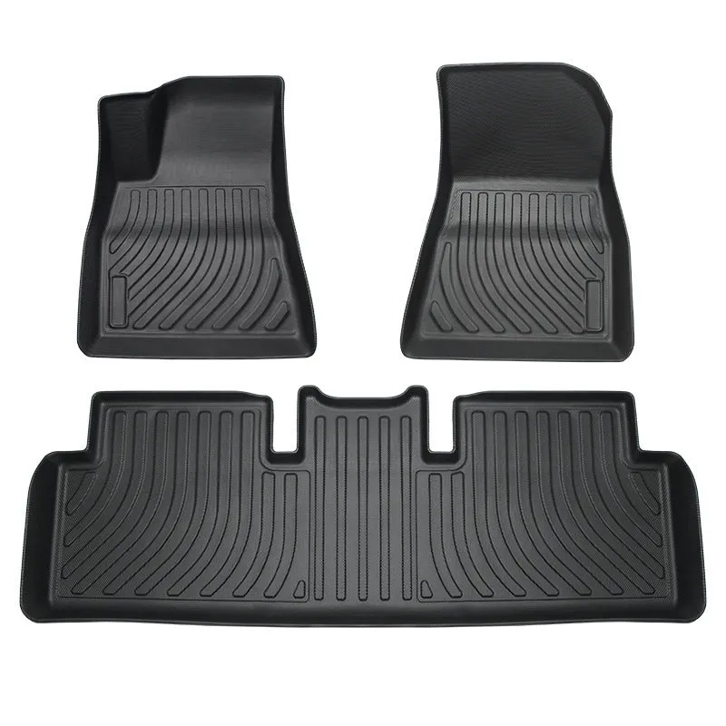 Tesla car floor mats in rubber material with TPE footrest for Model 3, Y, S, X vehicles