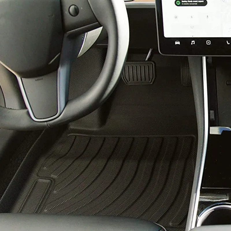 Tesla car floor mats in rubber material with TPE footrest for Model 3, Y, S, X vehicles