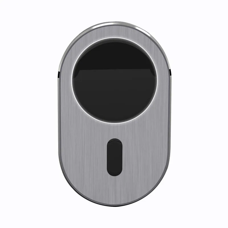 Grey aluminium alloy car magnetic wireless charger for iPhone on dashboard