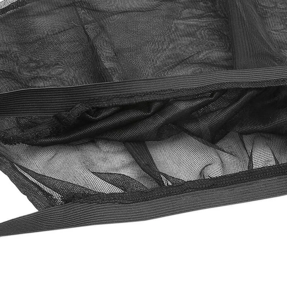 Stretchy non-woven mesh car side window sunshade installed on a vehicle door