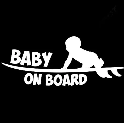Baby on board car sticker with PET reflective material, black colour, 19x8cm size on car window