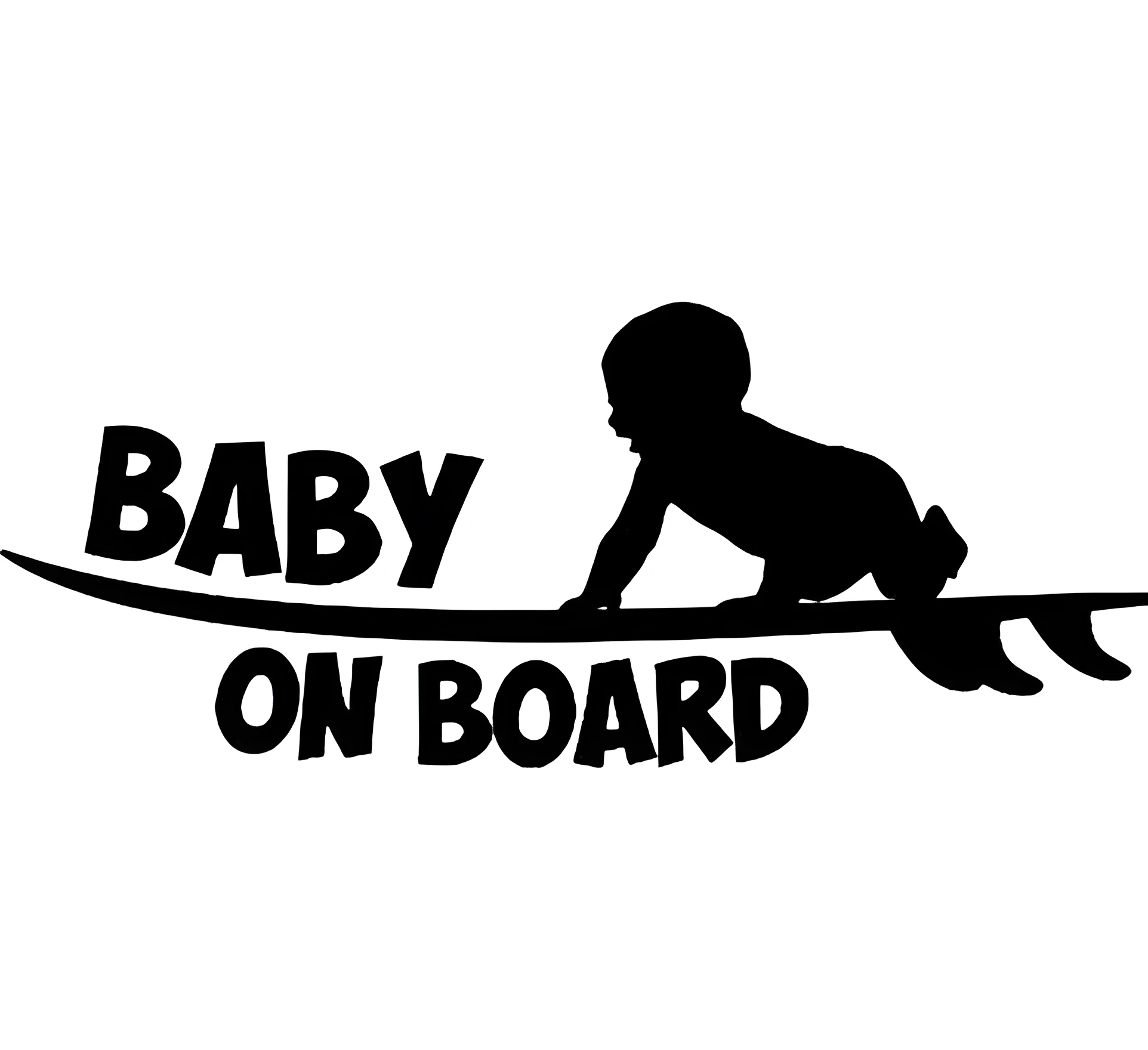 Baby on board car sticker with PET reflective material, black colour, 19x8cm size on car window