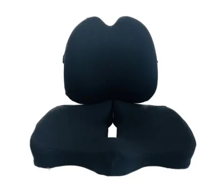 Cotton memory foam seat cushion in light gray on a wooden chair, measuring 46x32cm