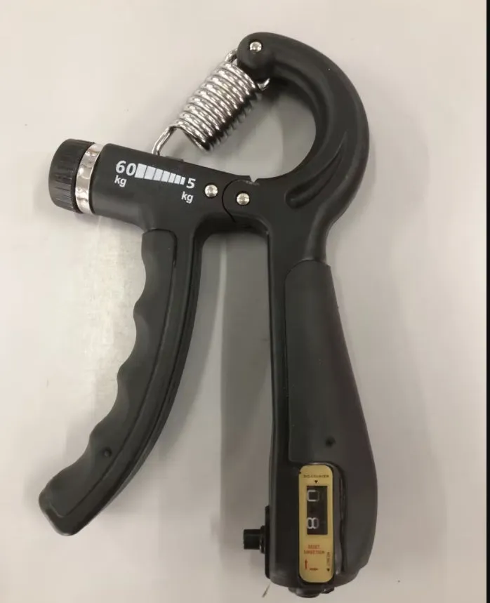 Black PP hand grip strength trainer measuring 11x2.5x17cm for men's home fitness