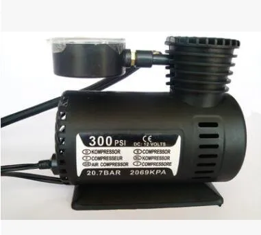 Black plastic 12V car air pump with nozzle and 275cm thread