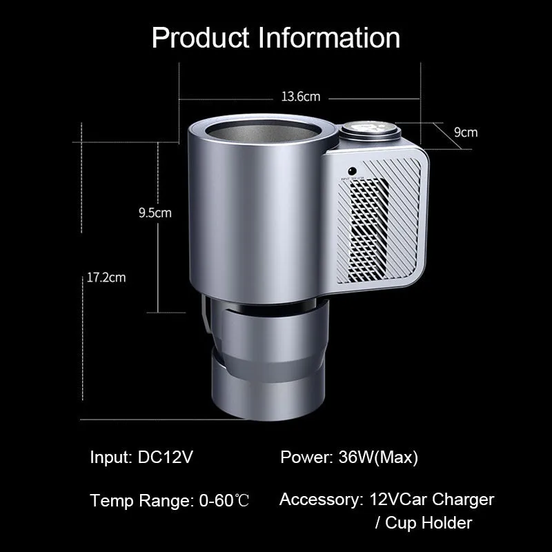 Smart 2-in-1 car heating cooling cup with aviation aluminium liner, 5L capacity, standard style, on a table