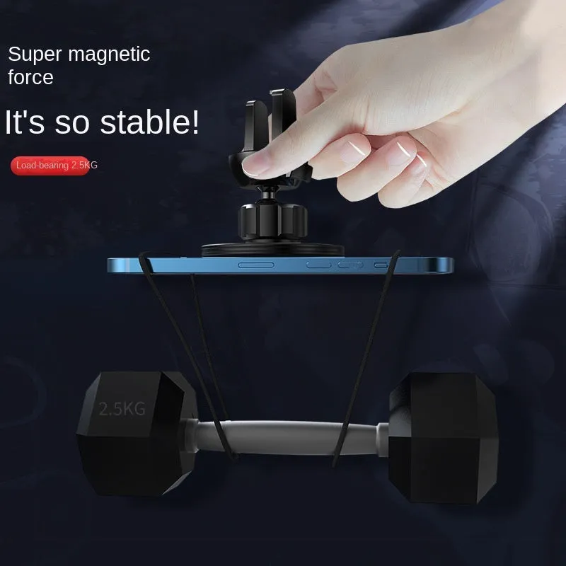 Black aluminium alloy magnetic phone holder attached to car air vent
