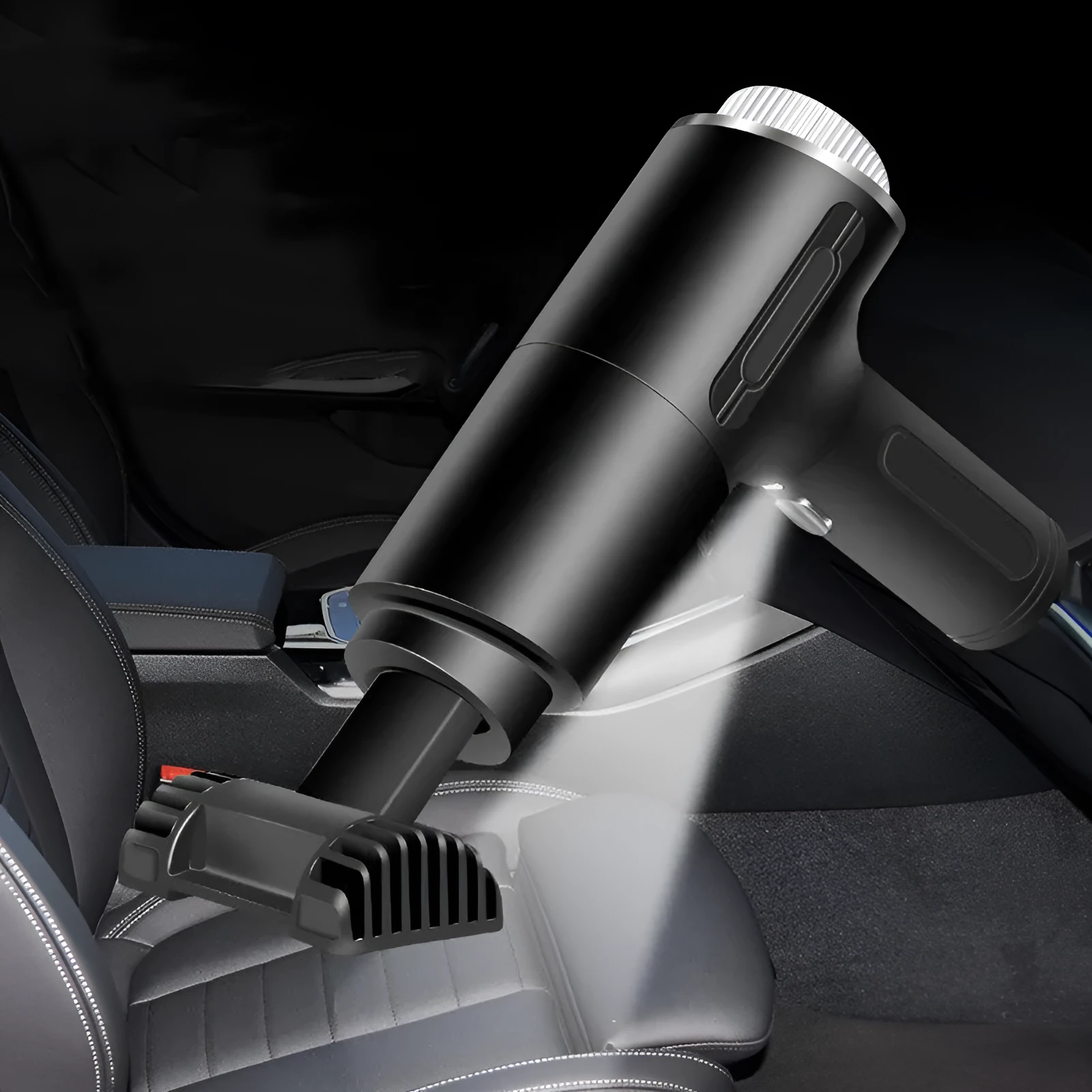 Handheld car vacuum cleaner with 9000mbar suction, wired and wireless USB options, wet dry use, ABS material