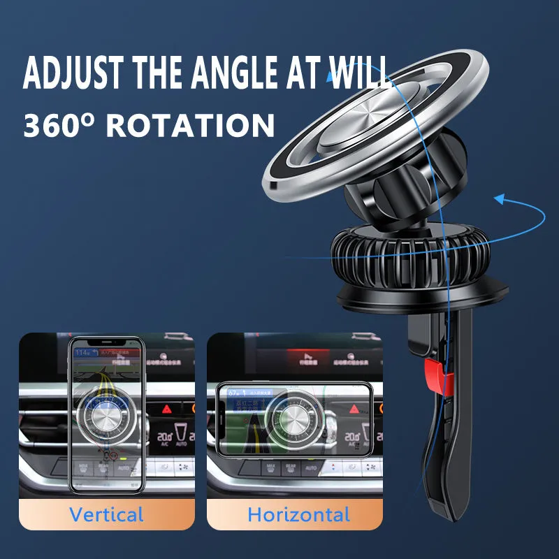Silver air outlet magnetic car phone holder with bracket and magnetic guide plate