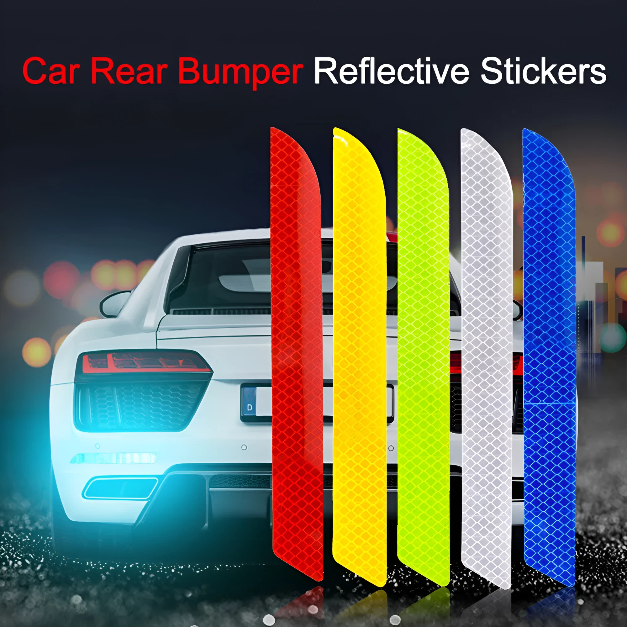 Car rear bumper reflective sticker PET film light bar red single chip 21.5x2.5cm