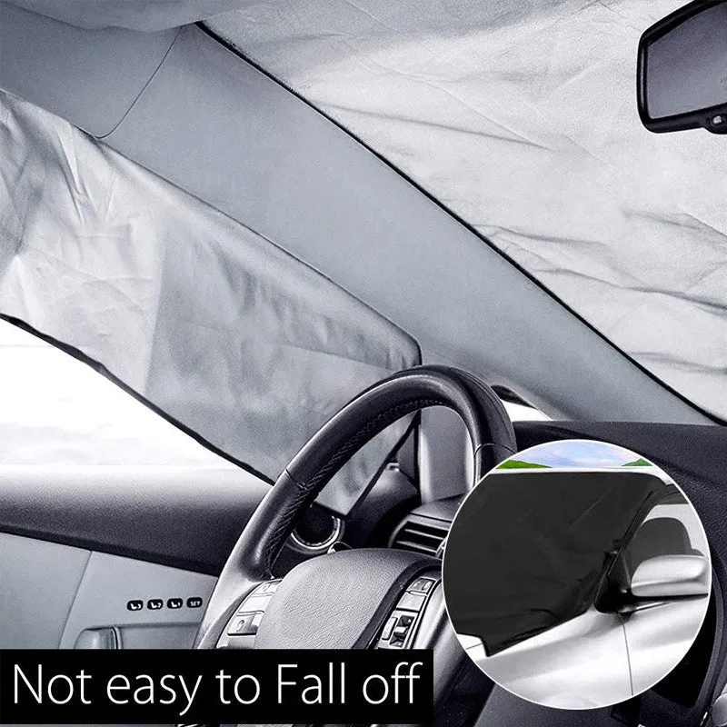 Car snow cover with magnetic strips on front windshield, made of 210D silver coated Oxford cloth