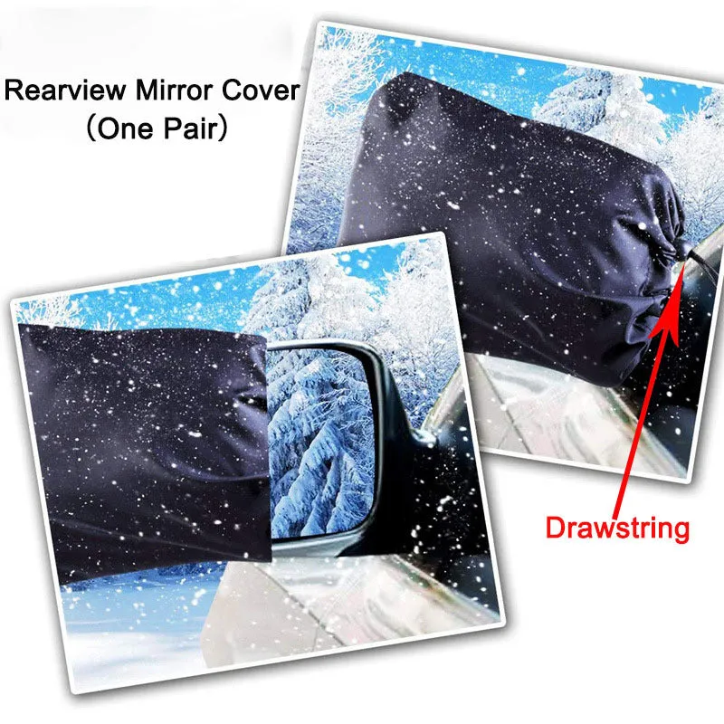 Car snow cover with magnetic strips on front windshield, made of 210D silver coated Oxford cloth