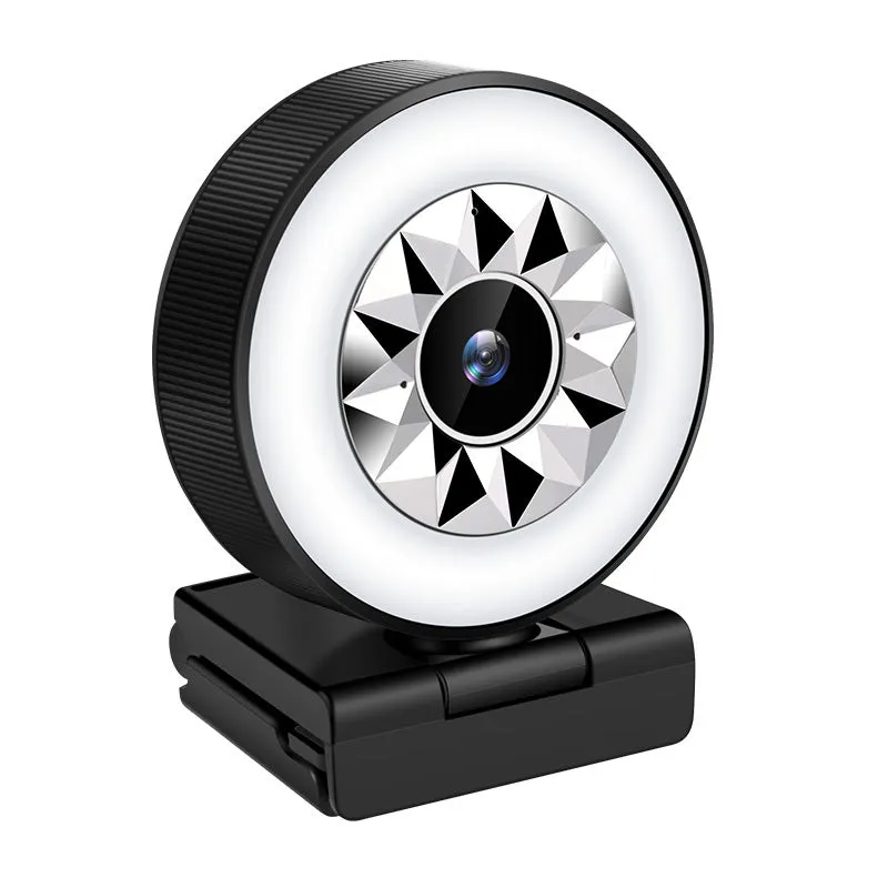 USB computer web camera 1080P with fill light and beauty mode, 2MP CMOS sensor, plastic body, white, 1.5m cable
