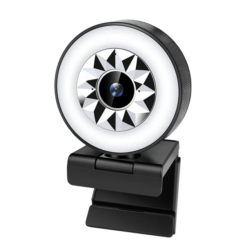 USB computer web camera 1080P with fill light and beauty mode, 2MP CMOS sensor, plastic body, white, 1.5m cable