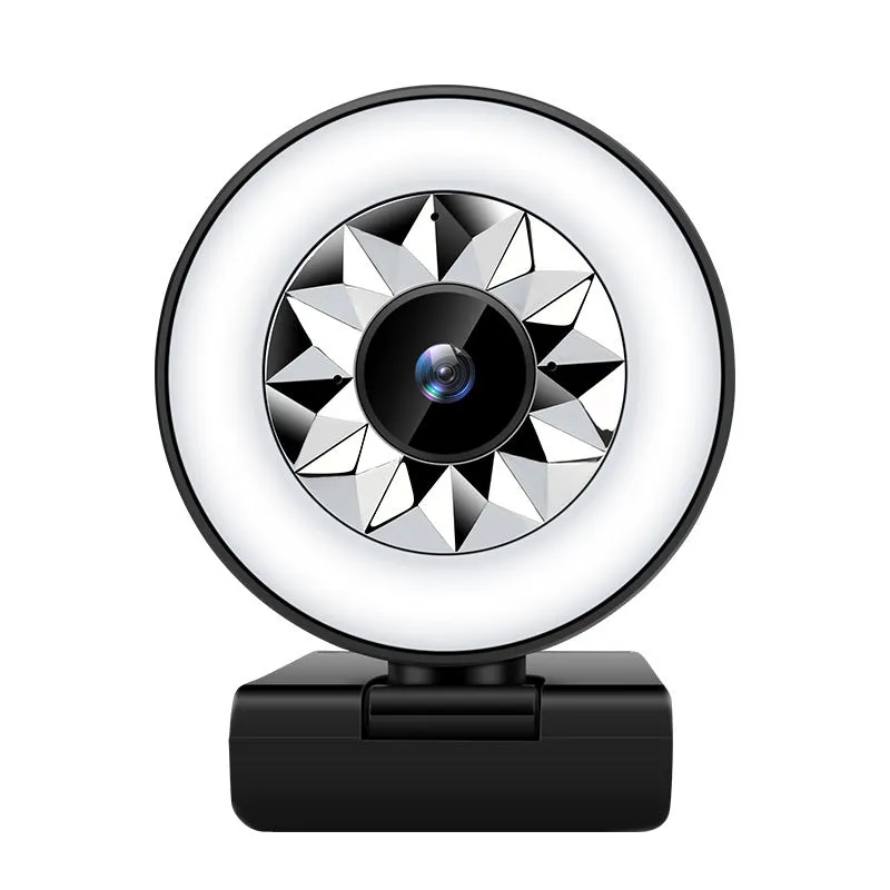USB computer web camera 1080P with fill light and beauty mode, 2MP CMOS sensor, plastic body, white, 1.5m cable