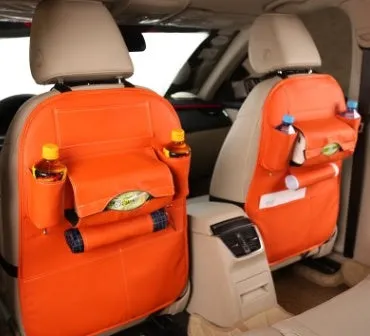 Car leather storage box hanging organiser beige 50x65cm seven compartments