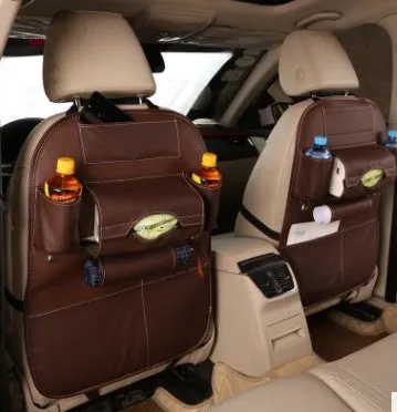 Car leather storage box hanging organiser beige 50x65cm seven compartments