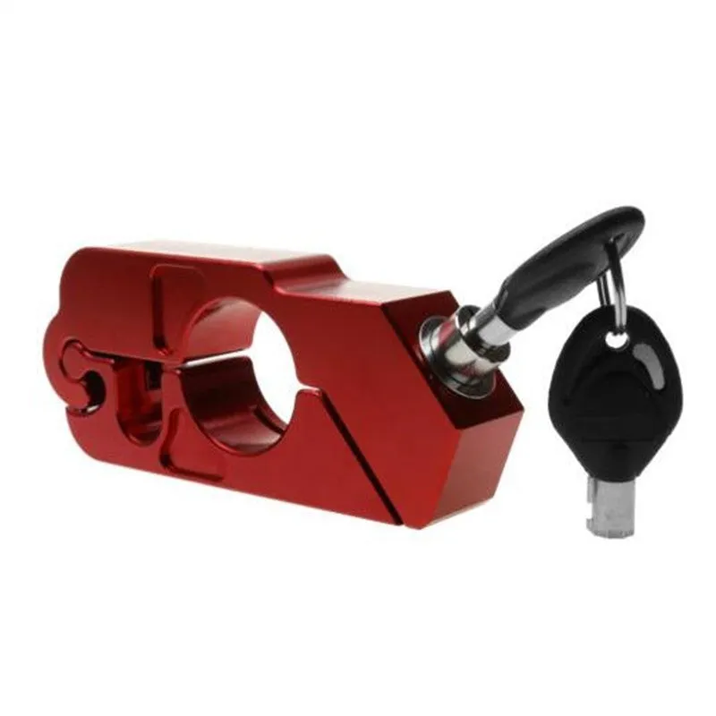 Motorcycle handlebar lock in black CNC aluminum with stainless steel wire and two keys