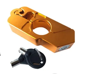 Motorcycle handlebar lock in black CNC aluminum with stainless steel wire and two keys
