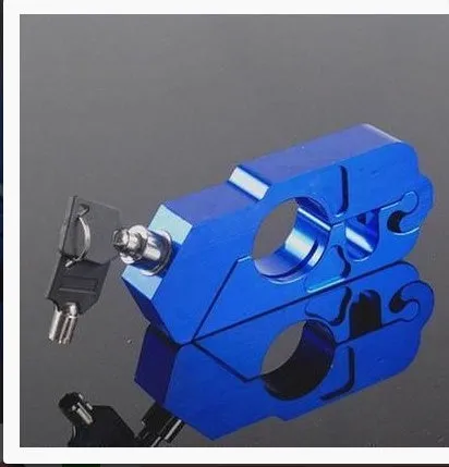 Motorcycle handlebar lock in black CNC aluminum with stainless steel wire and two keys