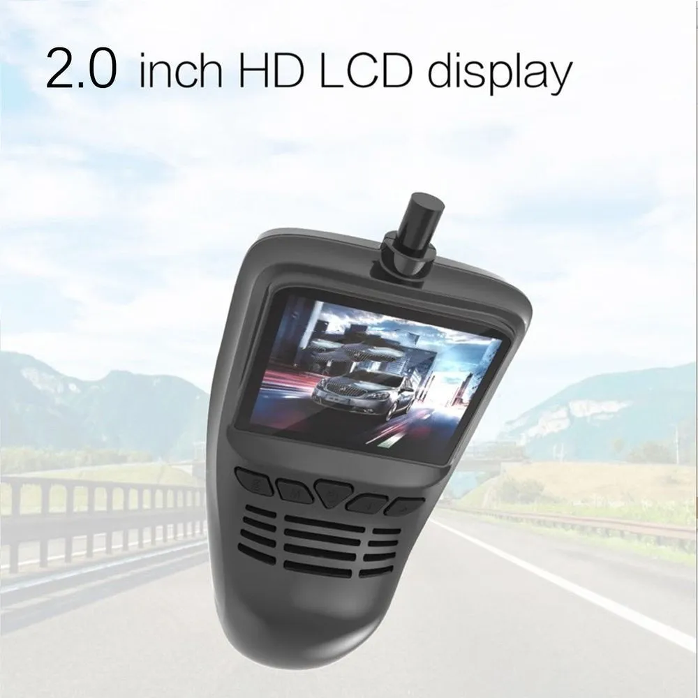Small Eye dash cam car DVR with Full HD 1080p recording, 165 degree wide angle lens, and wifi connectivity on windscreen mount