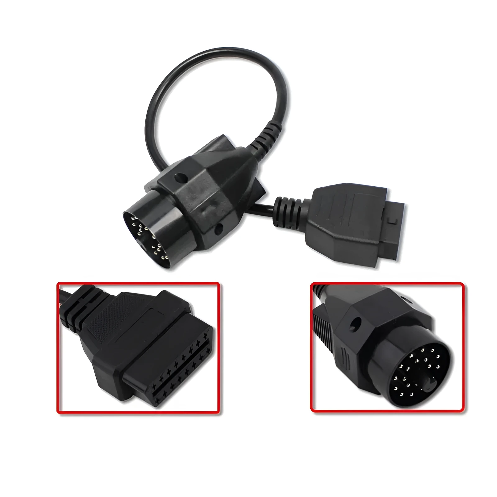 BMW OBD2 20-pin to 16-pin diagnostic adapter cable with connectors.