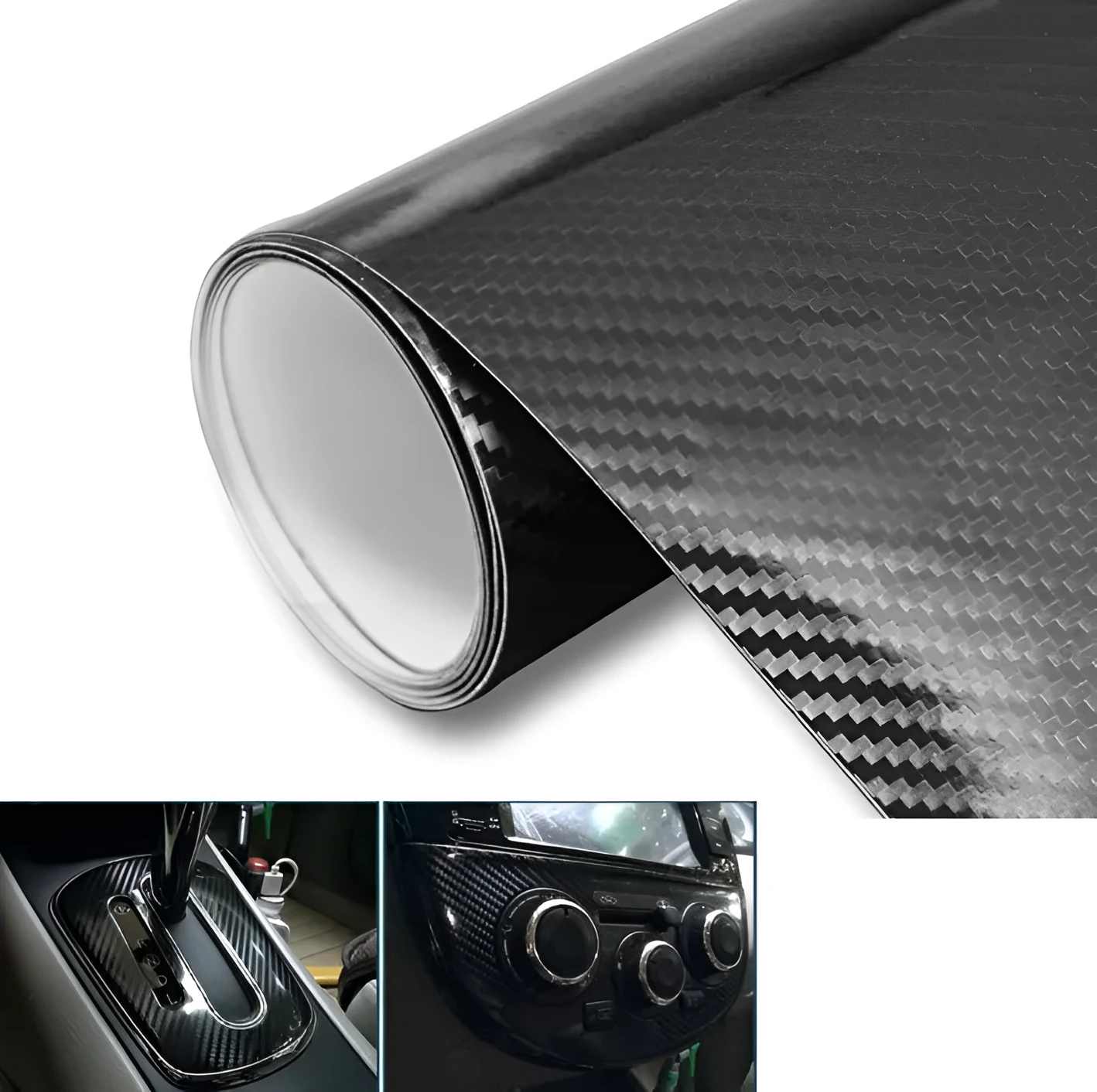 Glossy black 5D carbon fiber vinyl film roll for car wrap customisation