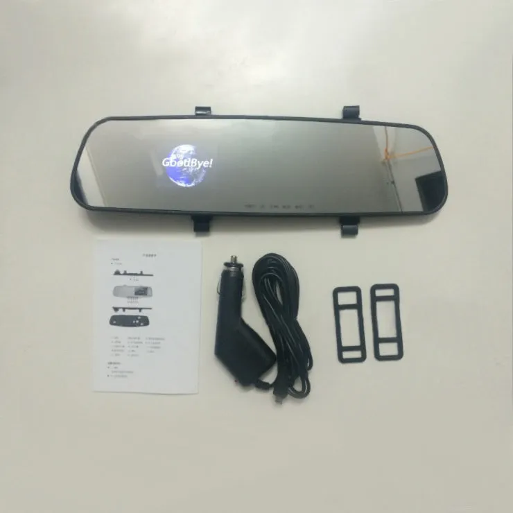 2.4 inch 1080P HD rearview mirror driving recorder with motion detection G-sensor and 100 degree lens angle black colour