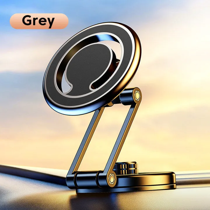 Telescopic folding magnetic car phone holder in black or silver for dashboard mounting