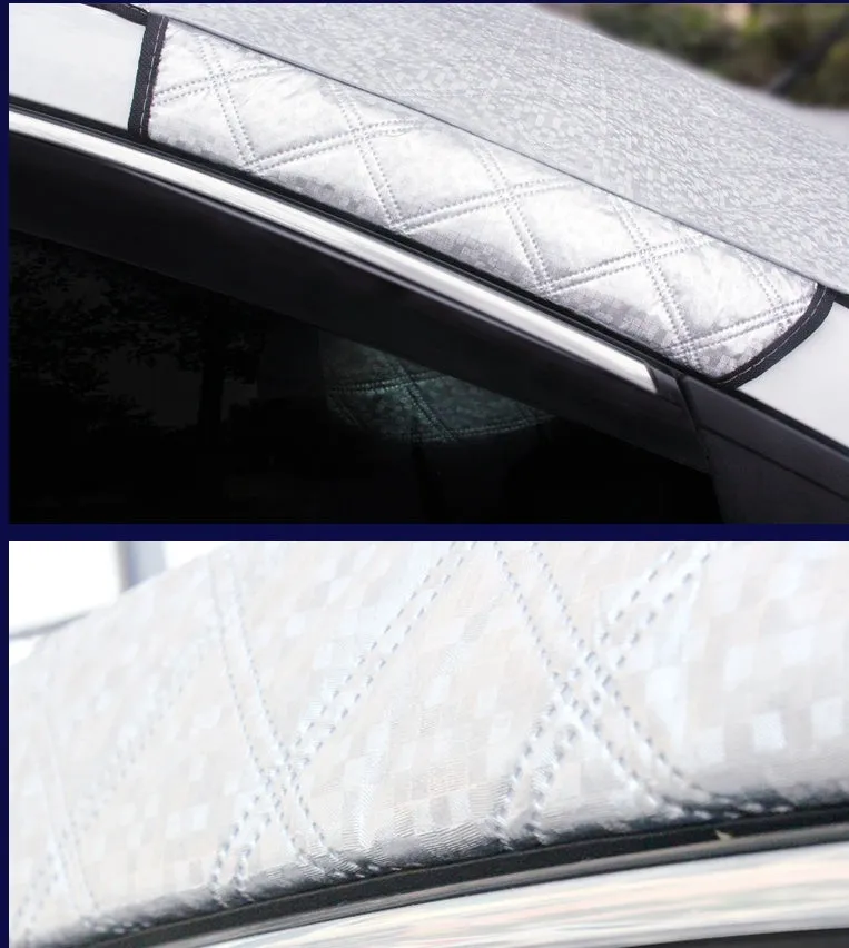 Aluminised film car front windshield snow cover with external anti-theft design in large size