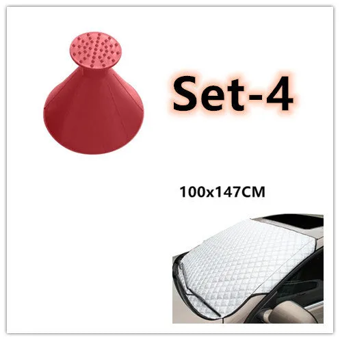 Aluminised film car front windshield snow cover with external anti-theft design in large size