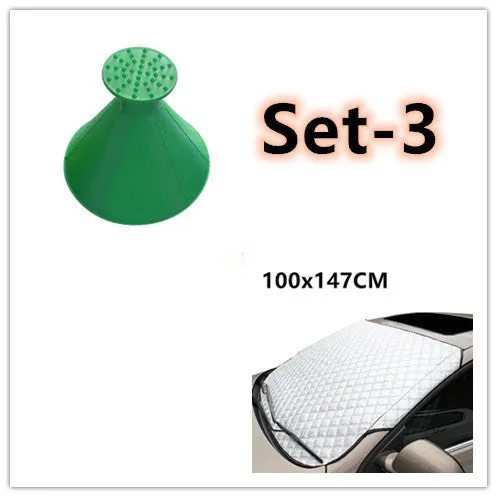Aluminised film car front windshield snow cover with external anti-theft design in large size