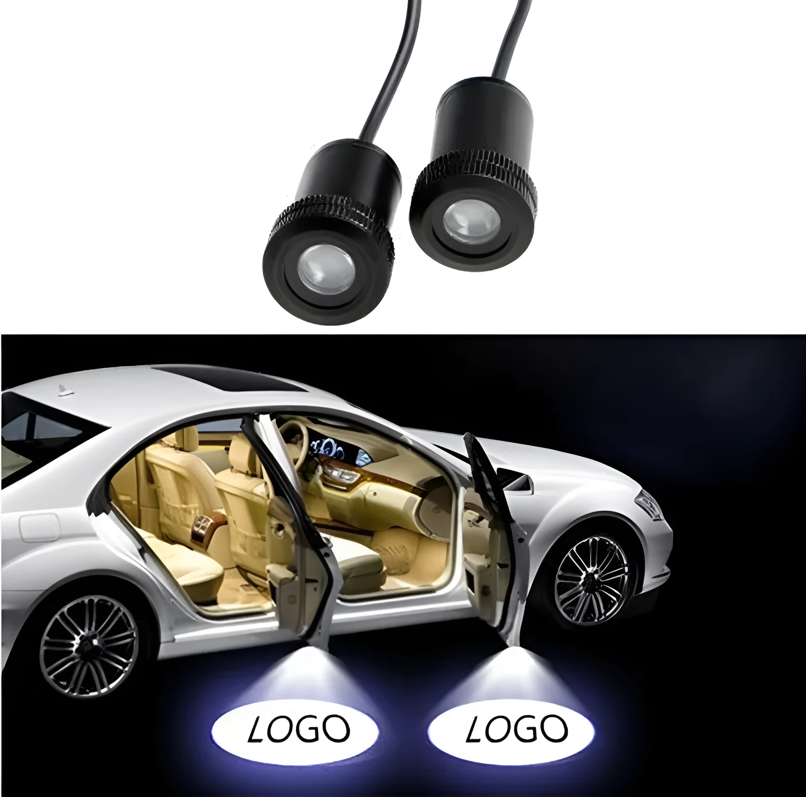 12V car LED decorative lamp in black with uniform light output and RDW E4 certification