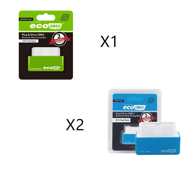ECOOBD2 plug and play chip tuning box for petrol cars with OBD2 connector