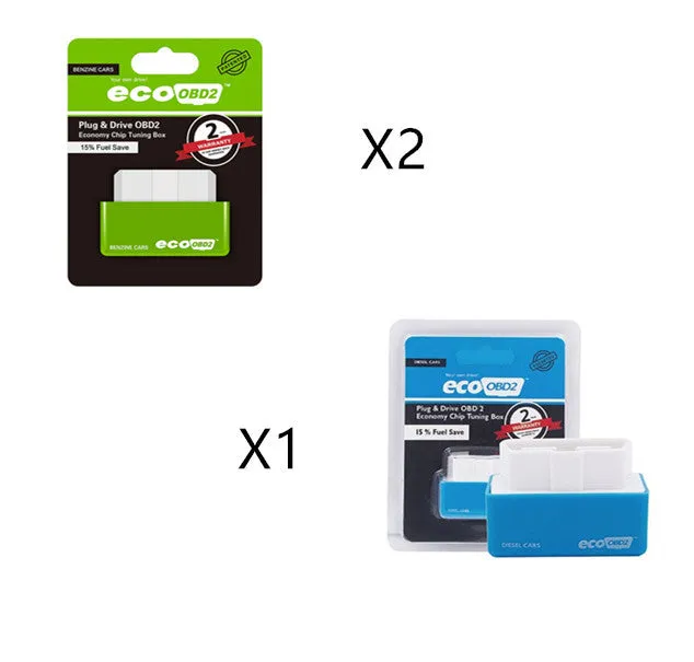 ECOOBD2 plug and play chip tuning box for petrol cars with OBD2 connector