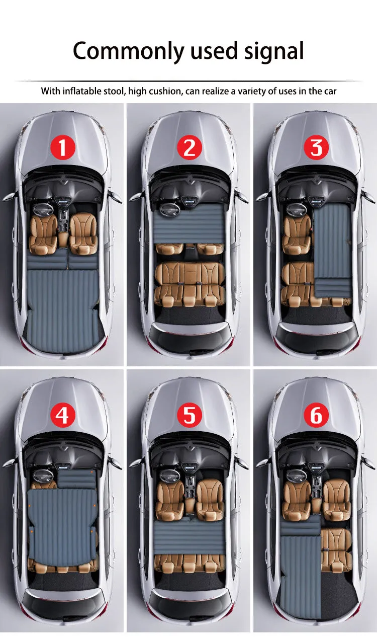 Inflatable bed for hatchback car accessories with flocking fabric and storage bag