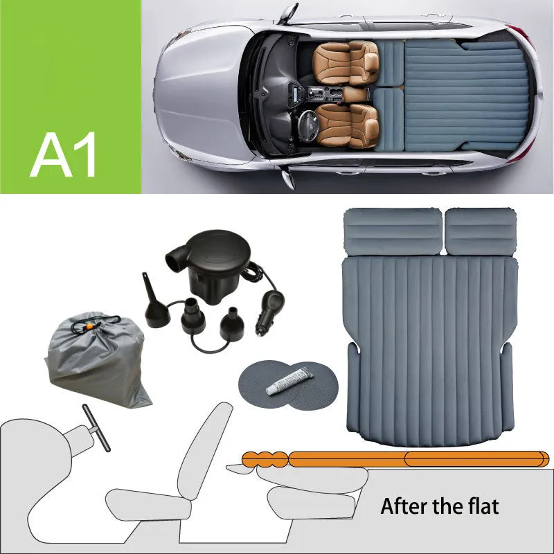 Inflatable bed for hatchback car accessories with flocking fabric and storage bag