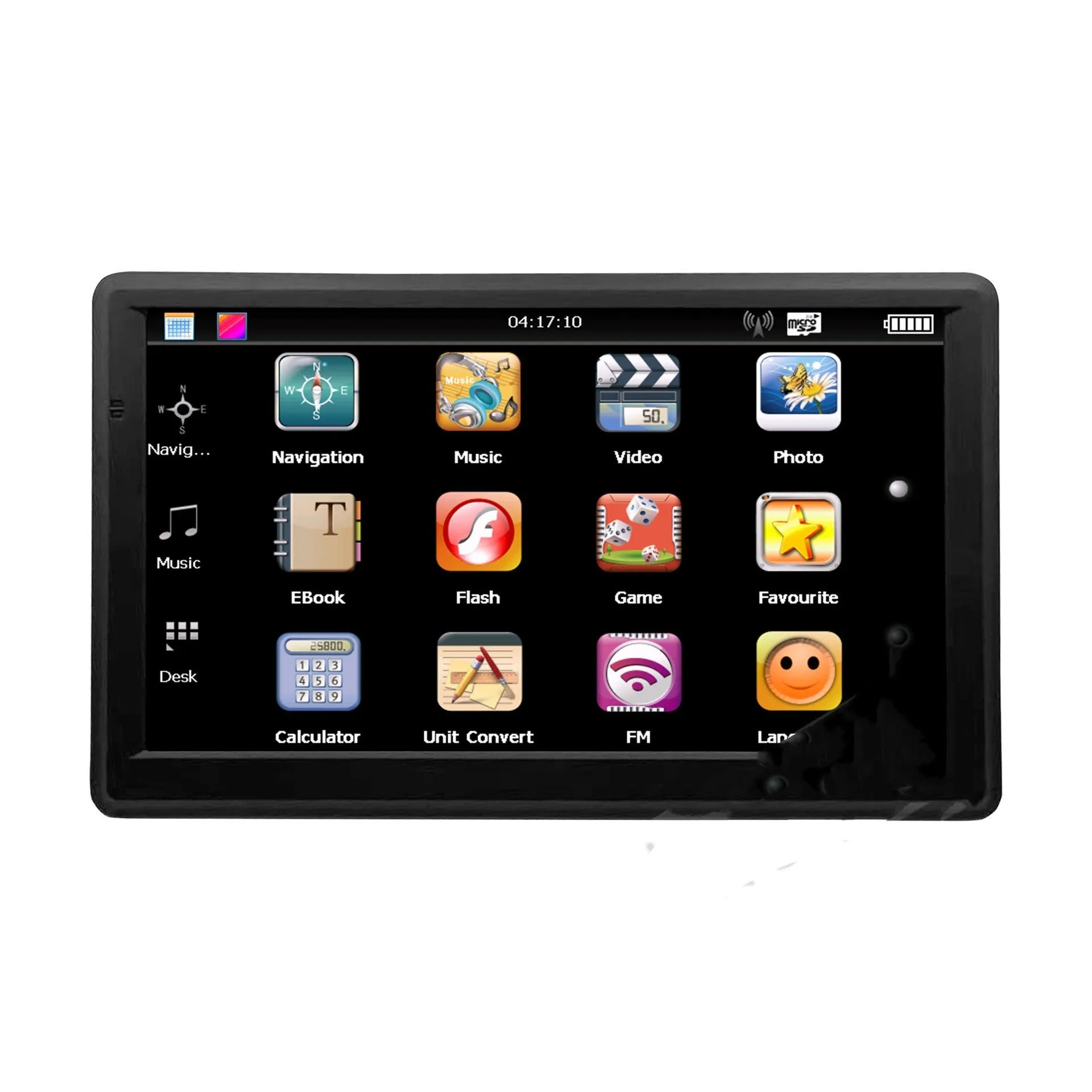 7 inch car GPS navigation device with HD touch screen displayed in vehicle mounting bracket