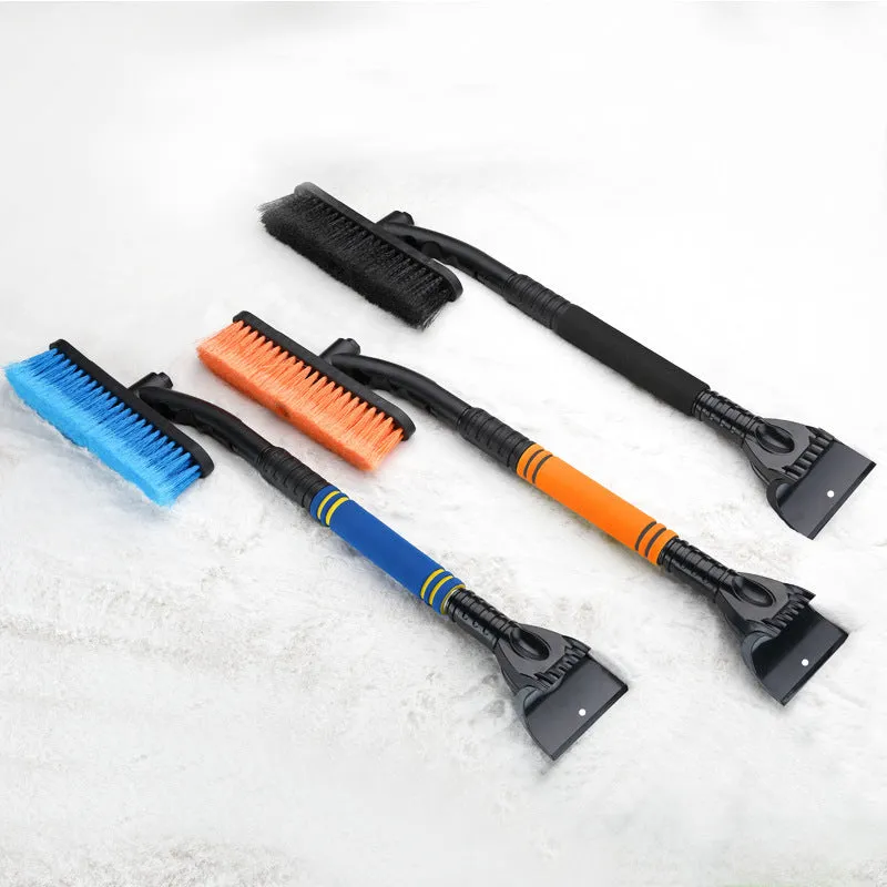Detachable car snow brush and ice scraper with extendable handle, ABS shaft, PVC bristles, and EVA foam grip