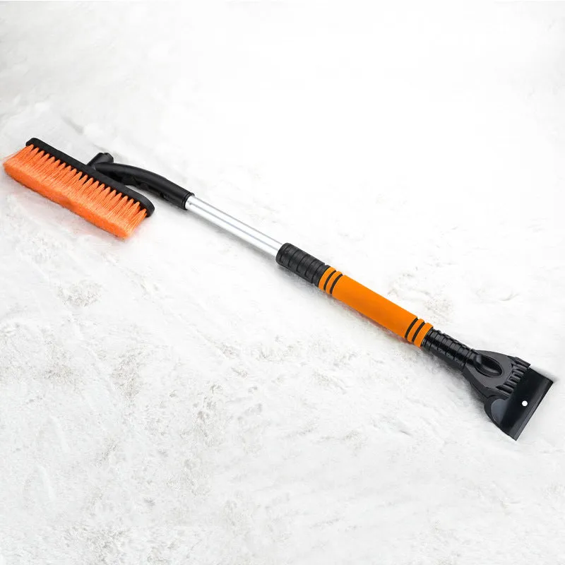 Detachable car snow brush and ice scraper with extendable handle, ABS shaft, PVC bristles, and EVA foam grip