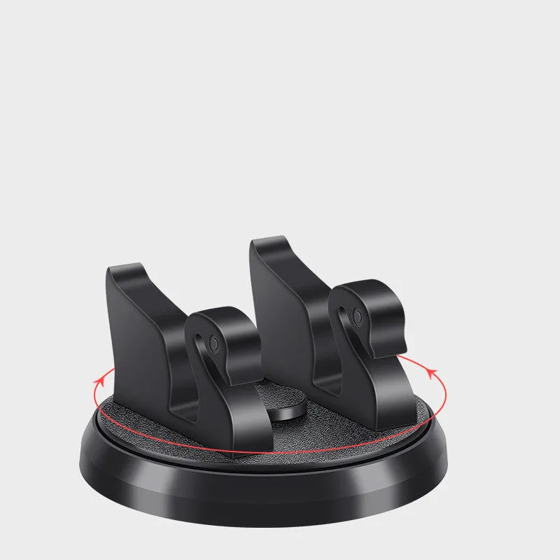 Non-slip car phone pad in black with red edge, showing 4-in-1 functions including phone holder and aromatherapy holes
