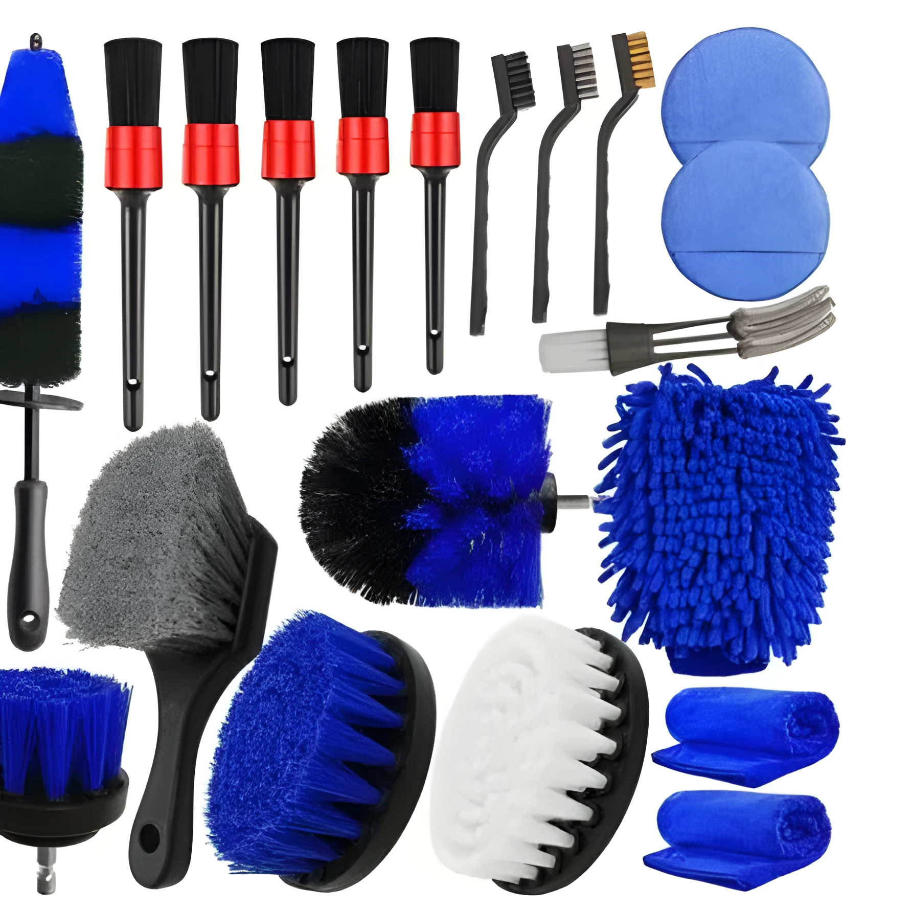20-piece cleaning brush set for electric drill with PP filaments in a 30x35x10cm storage case